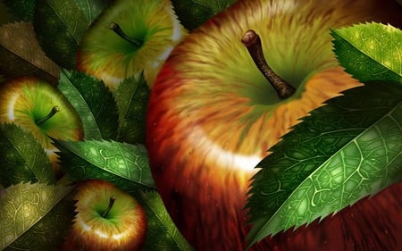 apple  - food, apple, green