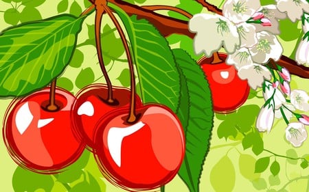 cherry - nature, red, green, cherry