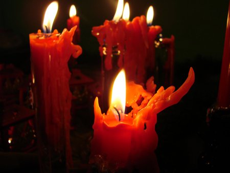 Red Candles Burning Through Night .jpg - flame, romance, burning, wax