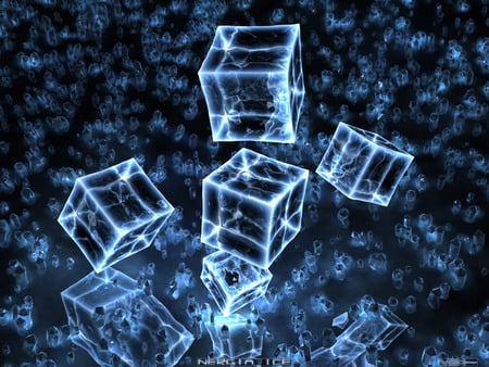 Ice Blocks - 3d and cg, abstract, blue