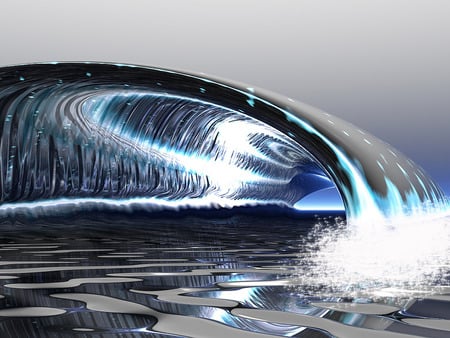 Big 3D Wave - 3d and cg, abstract, blue