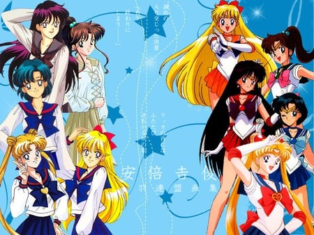 The Sailor Scouts - girls, sexy, female, girl, hot, anime girl, star, anime, sailormoon, group, cute