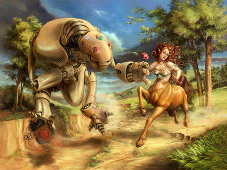 Proposing LOVE - love, lady, horse, robo, machine, rose