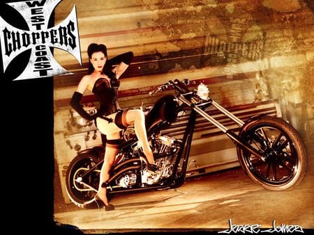 west coast chopper - chopper, bike, babe, west coast