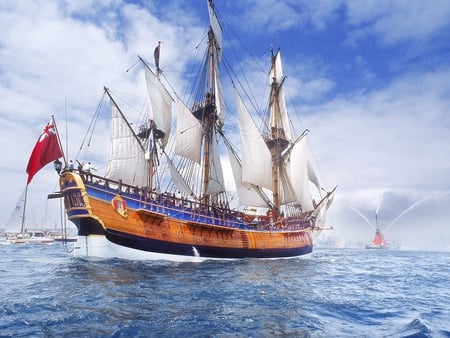 replica of endeavour - cool, replica-of-endeavour-on-sydney-harbor