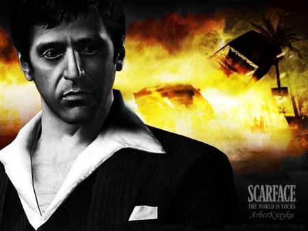 Scarface - white, alpachino, color, 3d designing tony montana, black