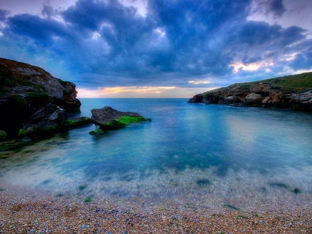 True Colors of Natures - clouds, shores, water, nature, scenery, beaches, landscape, rocks