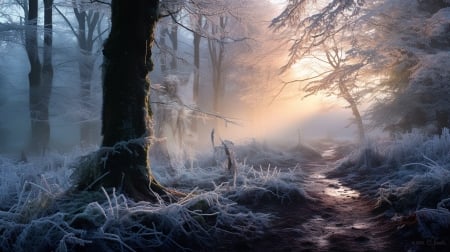 Magical morning - winter, girl, angel, morning, forest, magical, britta jacobs, fantast, iarna