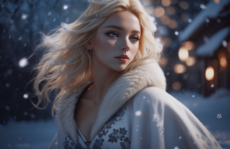 ðŸ’™ - beauty, blonde, blue eyes, girl, snow, winter