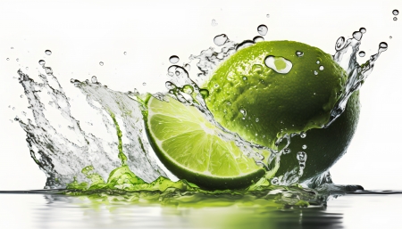 Fresh lime with water - food, green, juicy, splash