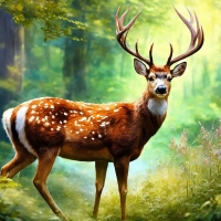 Deer in the peaceful forest