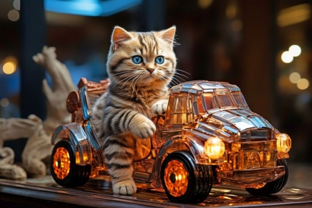 Cat is playing - auto, bunda, cica, cica jatek, hazi kedvenc, kisauto, nezes, ules