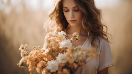 â¦ - beauty, flowers, girl, portrait