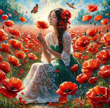 â¤ï¸ - art, beauty, field, flowers, girl