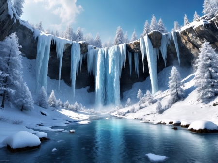 Frozen icicles - fagyos vizeses, fagyott jegcsapok, fak, havas, ho, taj, tel