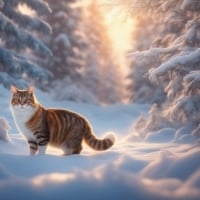 Kitten in the whimsical snow