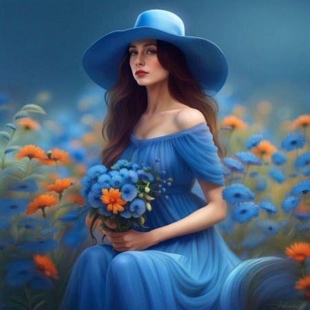 ðŸ’™ - flowers, garden, girl, spring