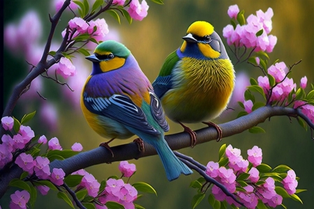 Cute little spring birds