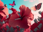 Hibiscus and butterflies