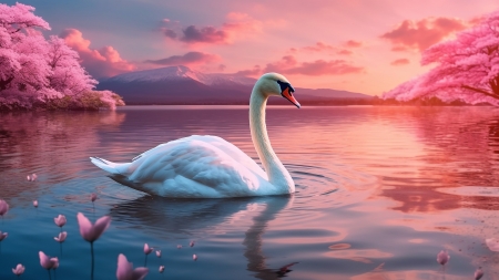 Swan - lake, nature, pond, white