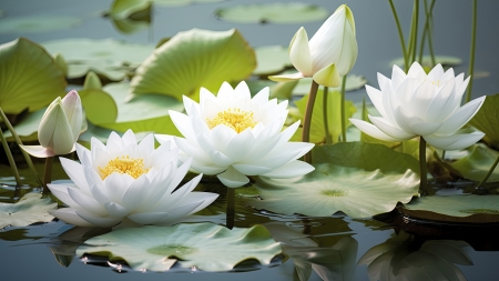 Water Lily - lake, lilies, pond, white