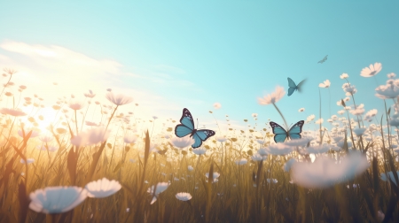 Summer Meadow - Field, Grass, Flowers, Butterflies, Plant