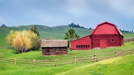 Farm in Great Falls, Montana - usa, barn, shed, fence, farm