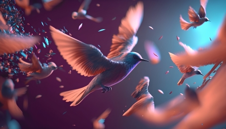 Freedom - birds, flock, flying, pigeons