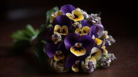 Beautiful pansy - flowers, pansy, purple, yellow
