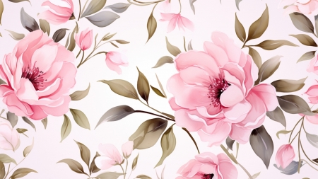 Pattern - bujor, flower, green, pattern, peony, pink, texture, white