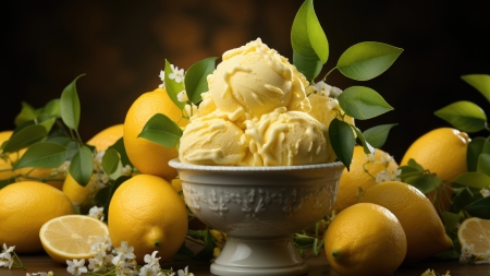 ðŸ’› - flowers, ice cream, leaves, lemons, yellow