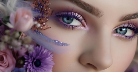 Beauty - beauty, eye, eyebrow, flowers