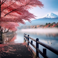 Mt Fuji and cherry blossom