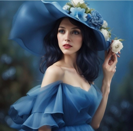 ðŸ’™ - blue, dress, flowers, girl
