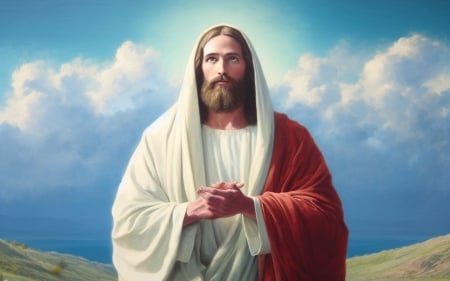 Jesus - clouds, prayer, Christ, Jesus, AI art