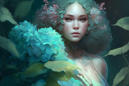 Floral woman - art, fantasy, floral, vintage, woman