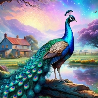 A Peacock on a Farmyard