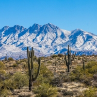 Fresh snow on the Four Peaks, just east of Phoenix, Arizona