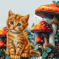 Kitty & Mushrooms