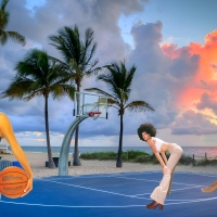 Flo Jalin, Curly Sexy Girl and Natacha & Melanie into the Streetball Ground in Sunset Beach
