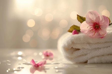 â¤ï¸ - flowers, pink, towels, water