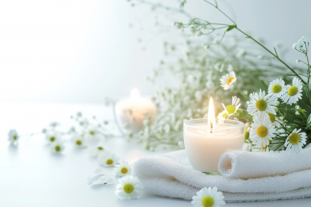 🤍 - Towels, White, Flowers, Still life