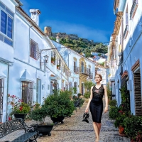 Model in a Black Dress in Spain