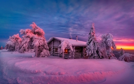 Wooden Cabin - cabin, house, seclusion, winter, wooden cabin