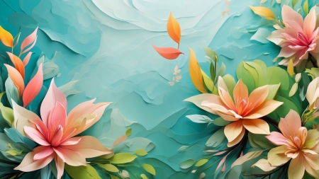 :) - art, flower, lotus, neuroset, orange, pink, texture, water