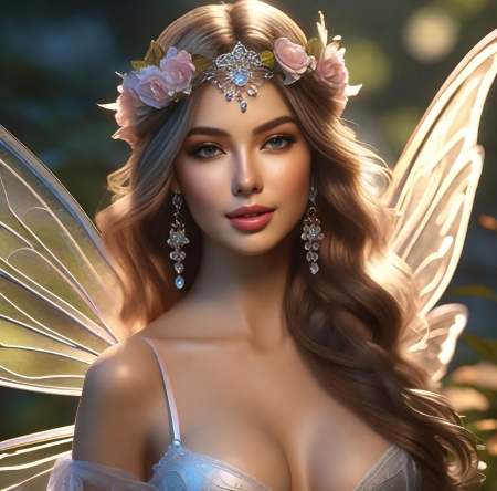 Fairy girl - fairy, girl, smile, wreath