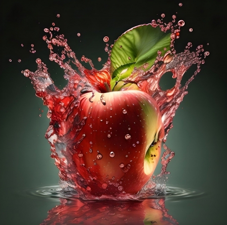 â¤ï¸ - apple, green, red, splash, water
