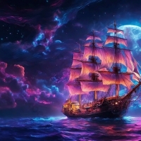 Pirate Ship In The Ocean