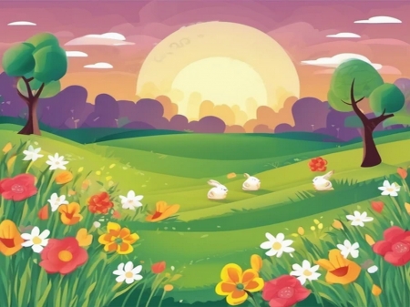 Sunrise and Beautiful Flowers