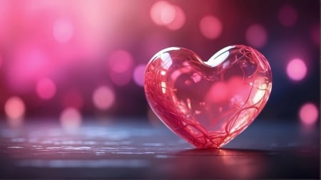 :) - bokeh, blue, heart, valentine, pink, card, glass